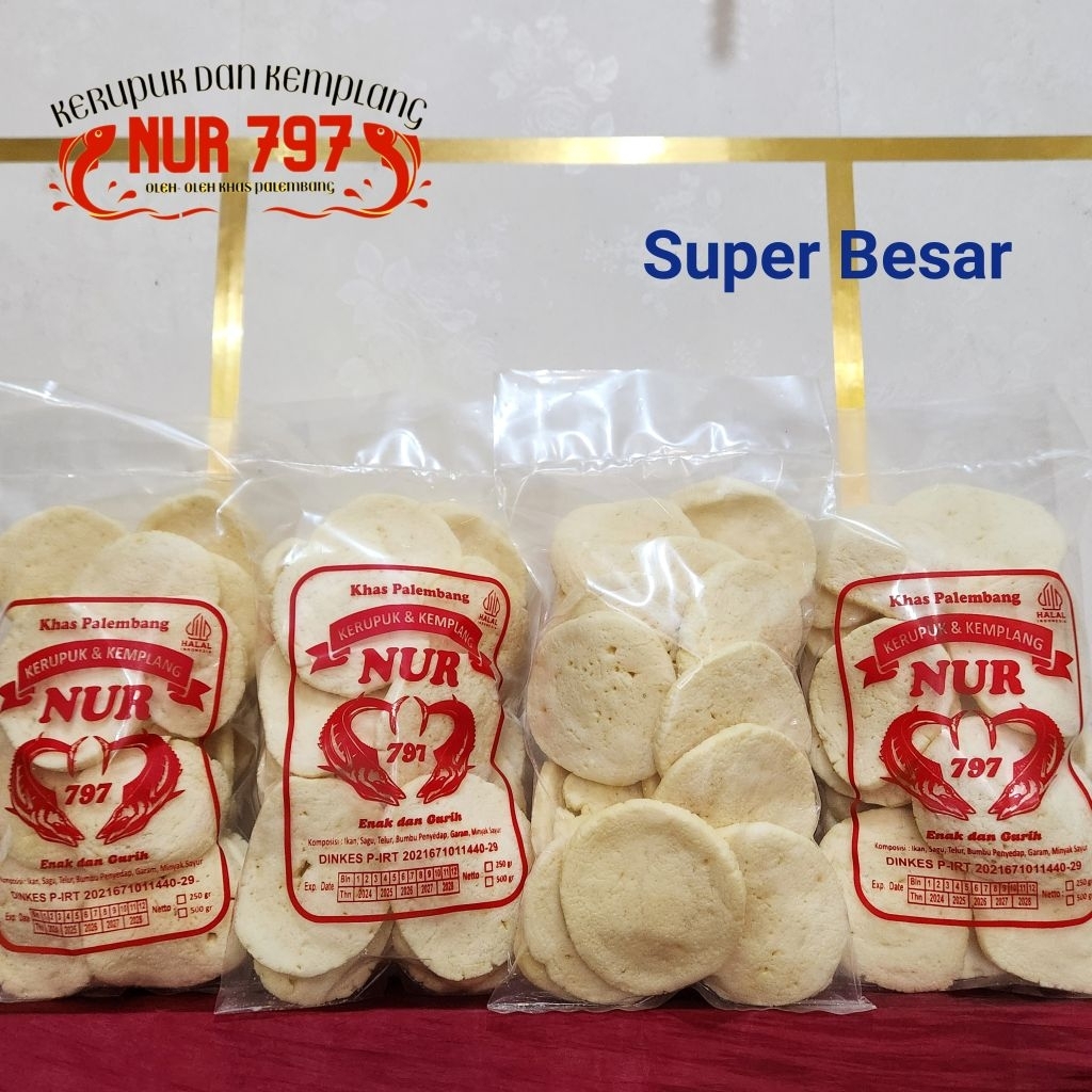 

SUPER 1 BESAR 250gr 500gr 1000gr peser ikan tenggiri kerupuk kemplang NUR 797 khas PALEMBANG asli