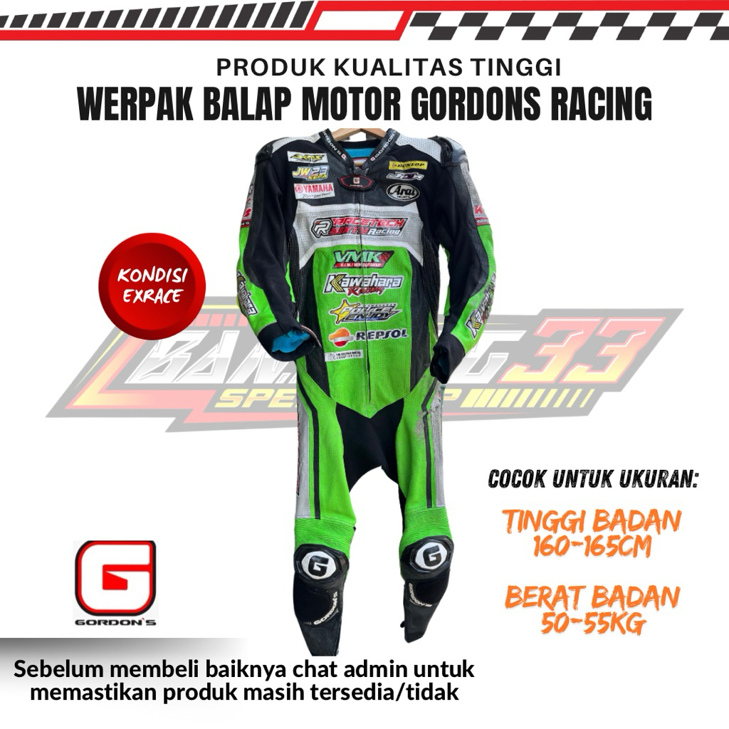 Werpak Balap Motor Road Race Gordons Premium Full Kulit Ex Balap Asia