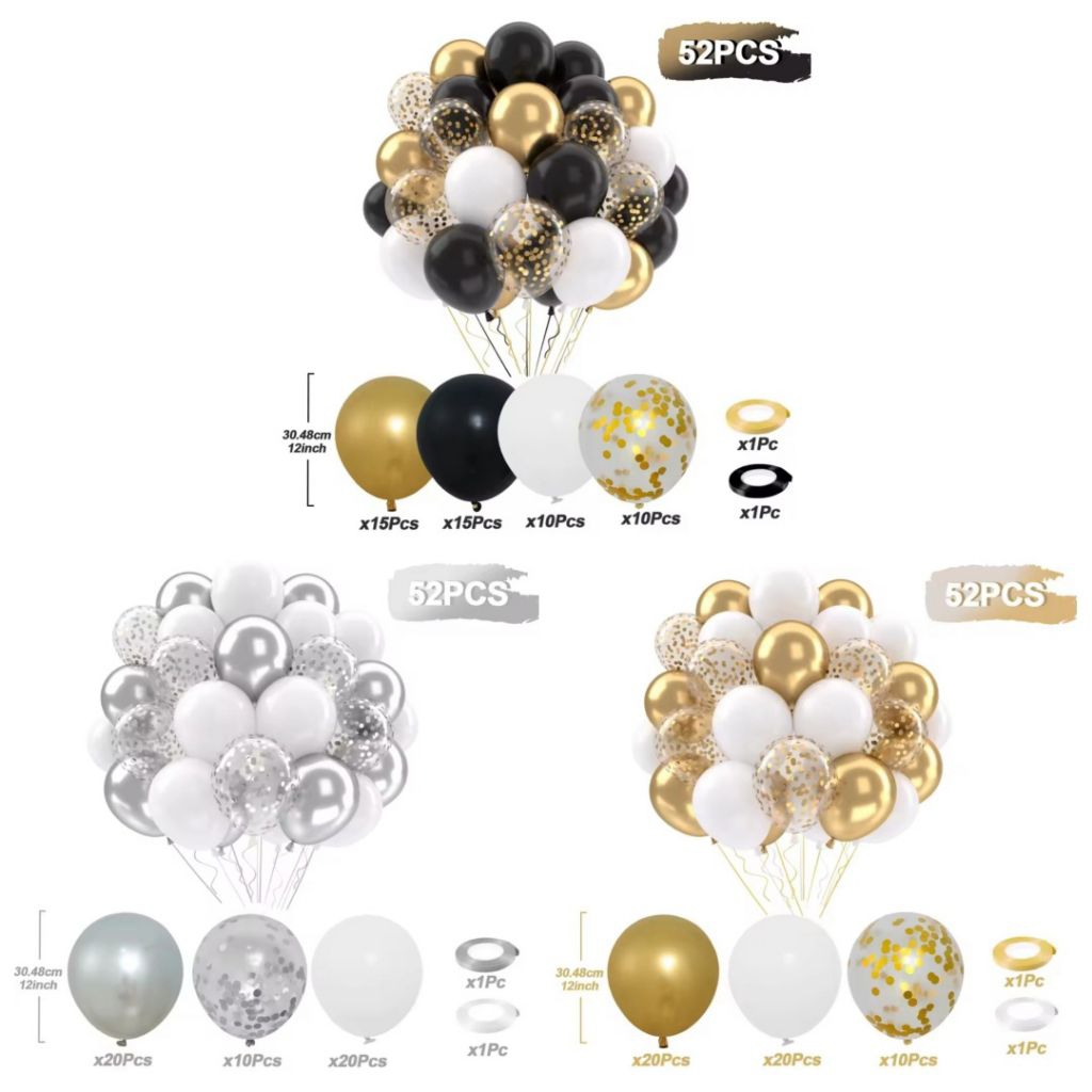 Set balon ulang tahun super hemat set balon dekorasi ulang tahun paket balon lateks isi confetti bal