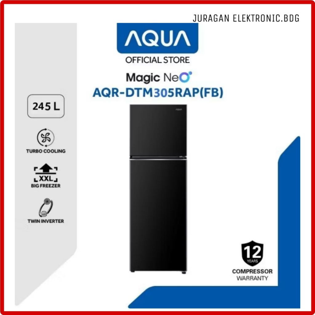 AQUA Elektronik Kulkas 2 Pintu Turbo Cooling, Big Freezer, -1°C Chiller Box Twin Inverter, H-DEO Fre