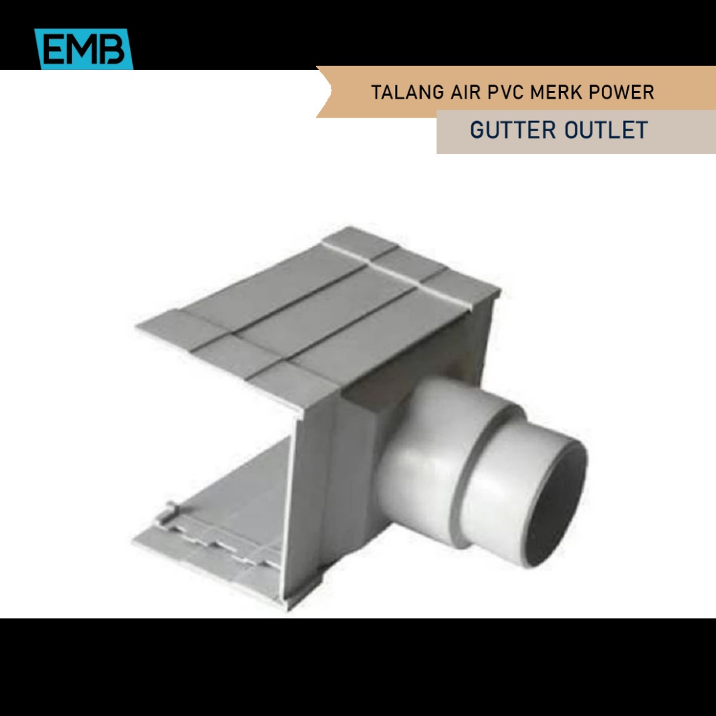 outlet talang air 140 mm merk power /  Corong buangan talang air PVC kotak 140mm outlet pipa pembuan