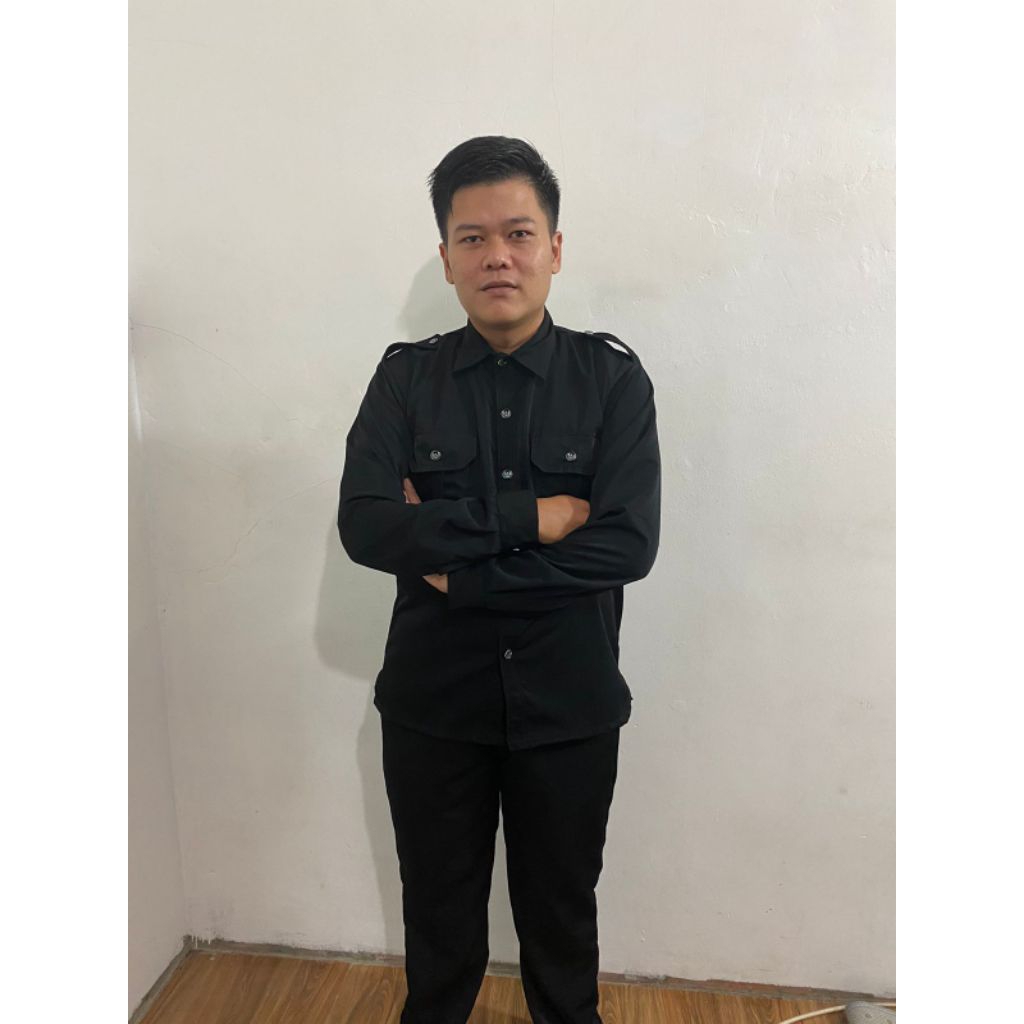 1 Stel Seragam Safari hitam Security Seragam Safari Sekuriti Hitam Terbaru Lengan Pendek Baju Safari