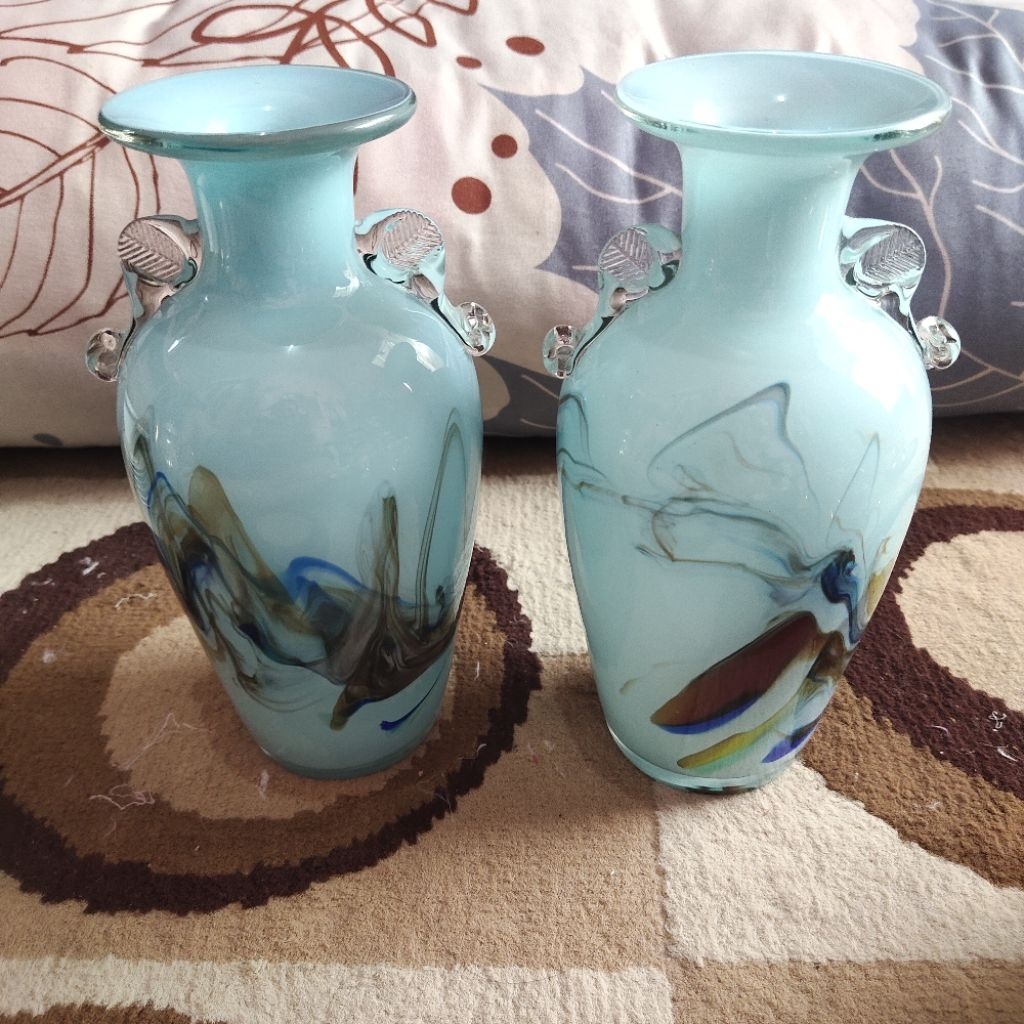 Stunning Vintage 1960's Dalian Glass Co. Snowflakes Vase