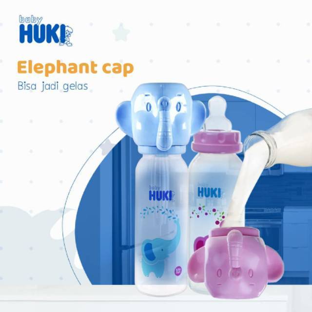 Botol Susu Bayi Huki Karakter Gajah PP Dot Orthodontic Bpa Free (Dot Gepeng)