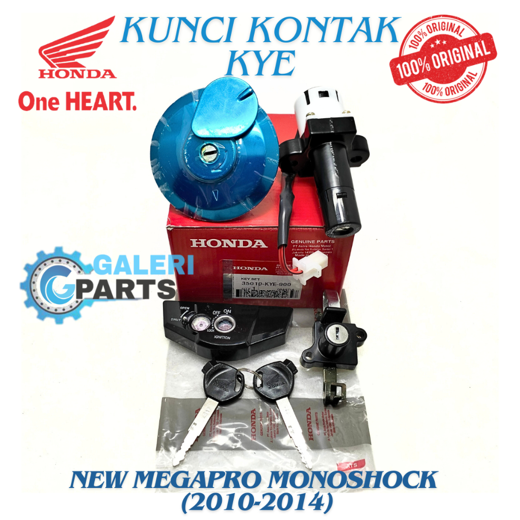 ORIGINAL KUNCI KONTAK ASSY KOMPLIT TERMASUK JOK DAN TUTUP TANGKI HONDA KYE MEGAPRO NEW MONOSHOCK VER