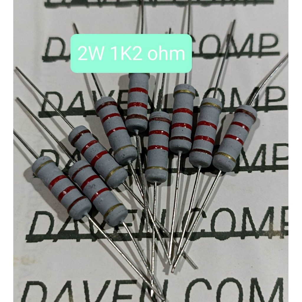 10BUAH RESISTOR 2W 1K2 OHM 2WATT 1K2 OHM 1K2 OHM 2 WATT