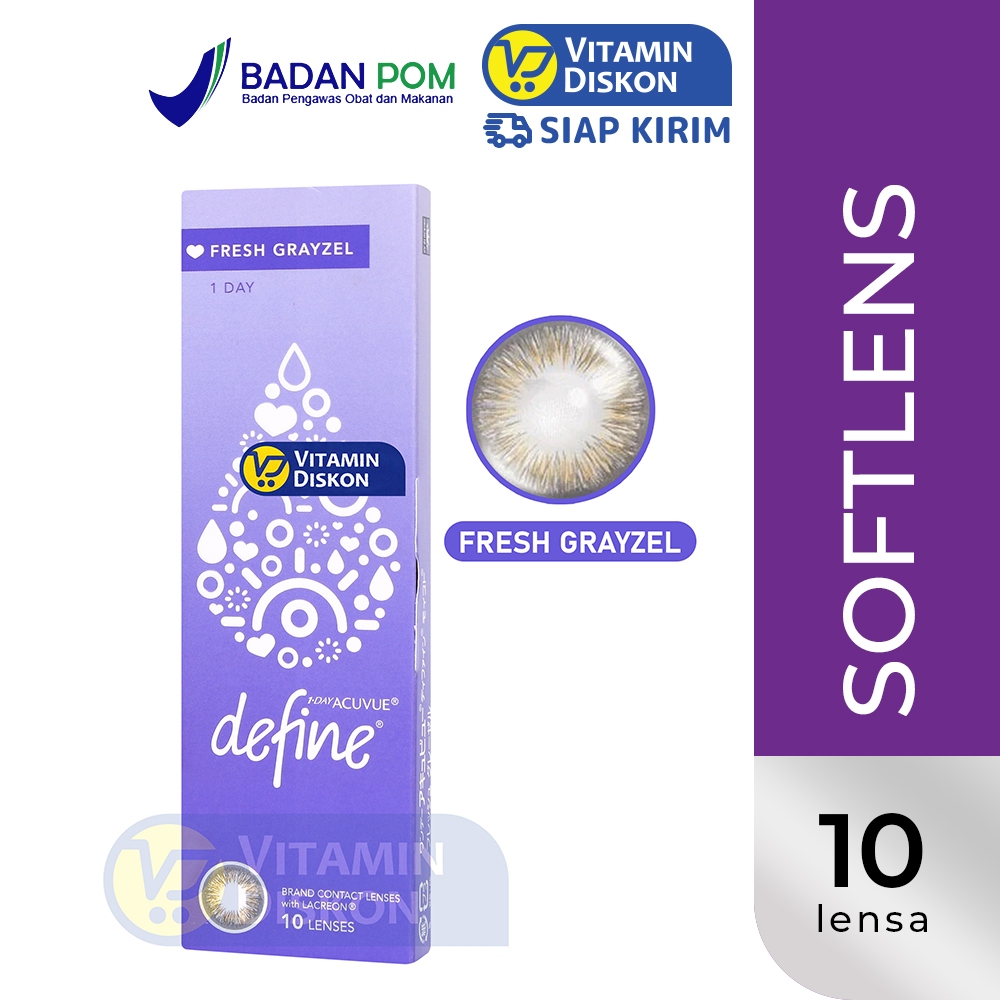 ACUVUE 1 DAY DEFINE FRESH GRAYZEL WITH LACREON 5 PAIRS/10 PCS| Lensa Kontak, Soflens Harian, Soflens