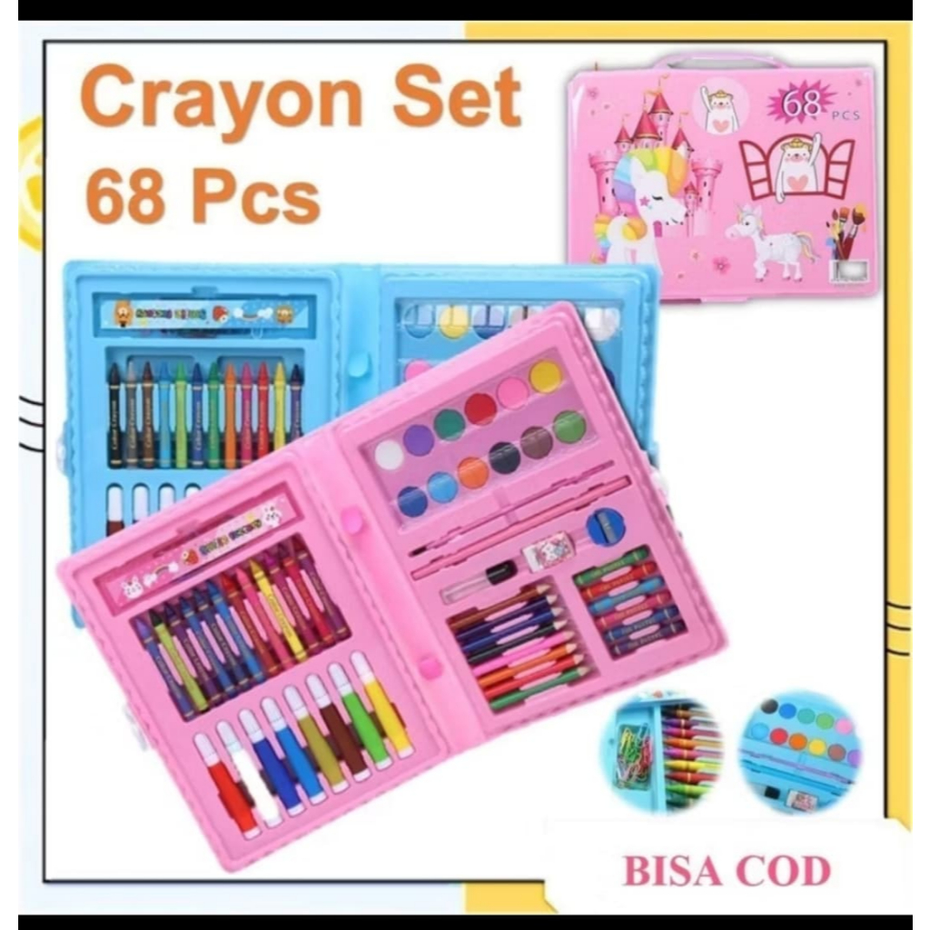

Crayon Set 68pcs / Krayon Mewarnai Anak 68pcs / Pensil Warna Set 68pcs
