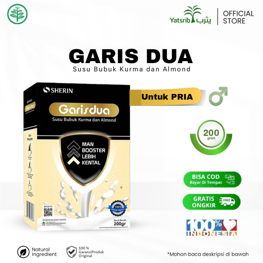 

GARIS DUA - Man Booster Susu Bubuk Kurma Dan Almond Mendukung Kesehatan Reproduksi Pria 200 Gram
