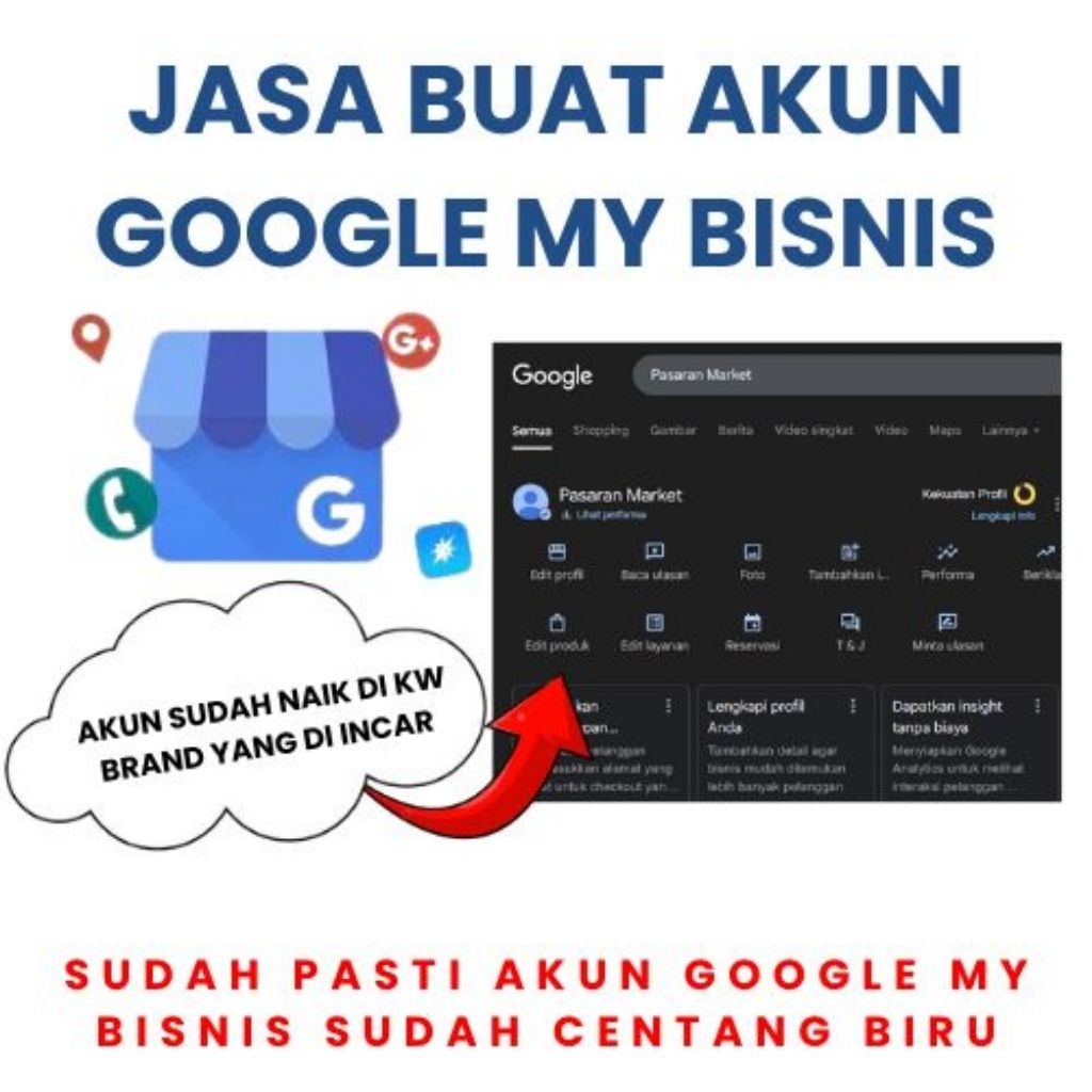 Jasa GMB Centang Biru | Naik di Google KW Brand