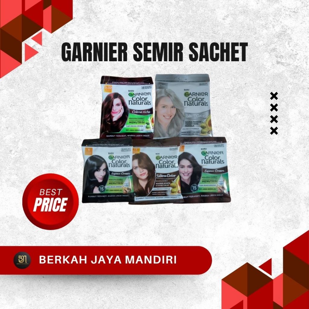 GARNIER SEMIR SACHET | GARNIER PEWARNA RAMBUT HAIR COLOR NATURALS | HITAM ALAMI | GOLDEN BROWN | ASH