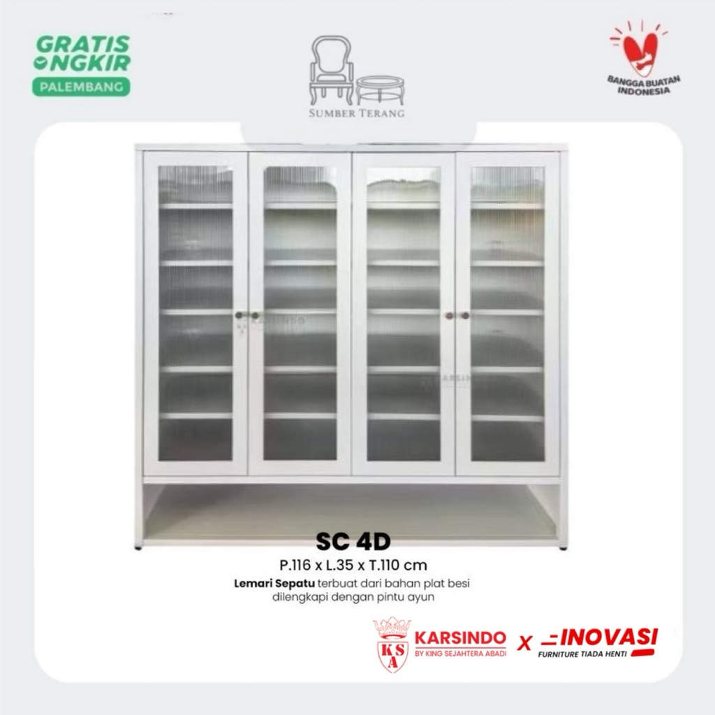 Karsindo Lemari Sepatu Plat Besi pintu Rak Sepatu Plat Besi 4 pintu Lemari Sepatu Plat Karsindo SC 4