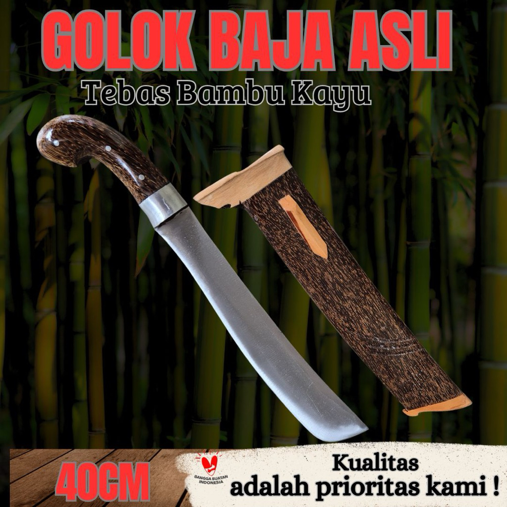 Golok Kebun Asli Baja Per | Perkakas Kebun Potong Kayu Bambu > Pisau Kebun
