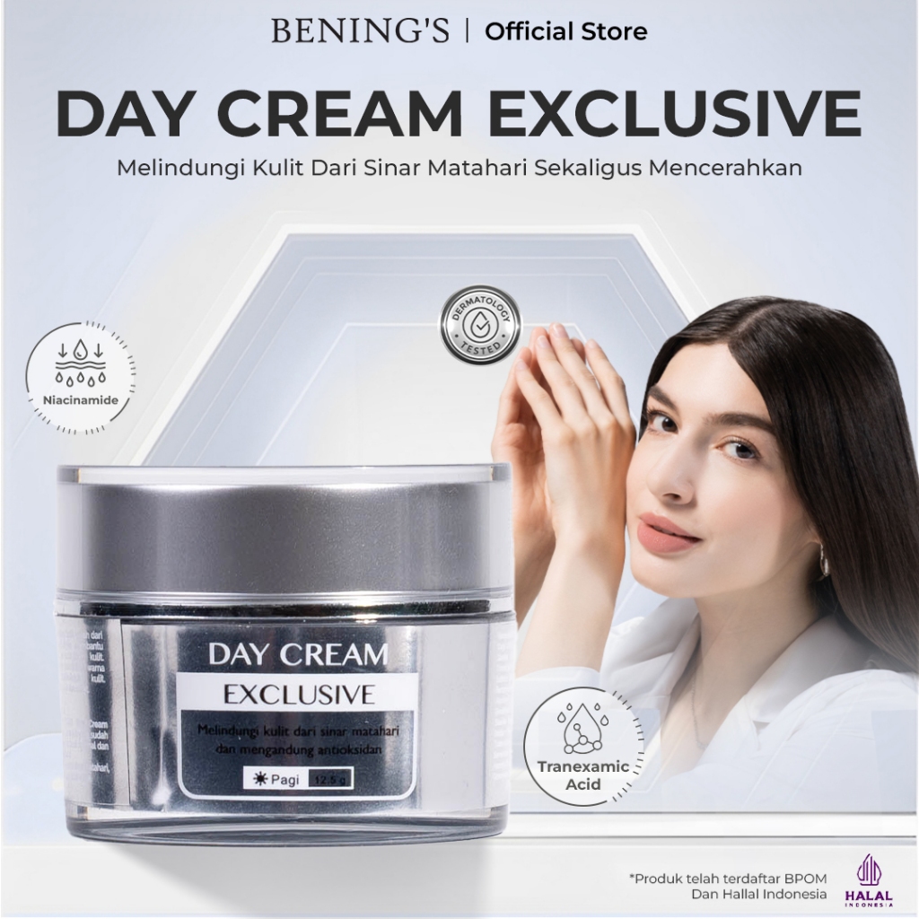 Bening's Skincare Official Exclusive Day Cream New Packaging Mengatasi Flek Hitam Mencerahkan BPOM