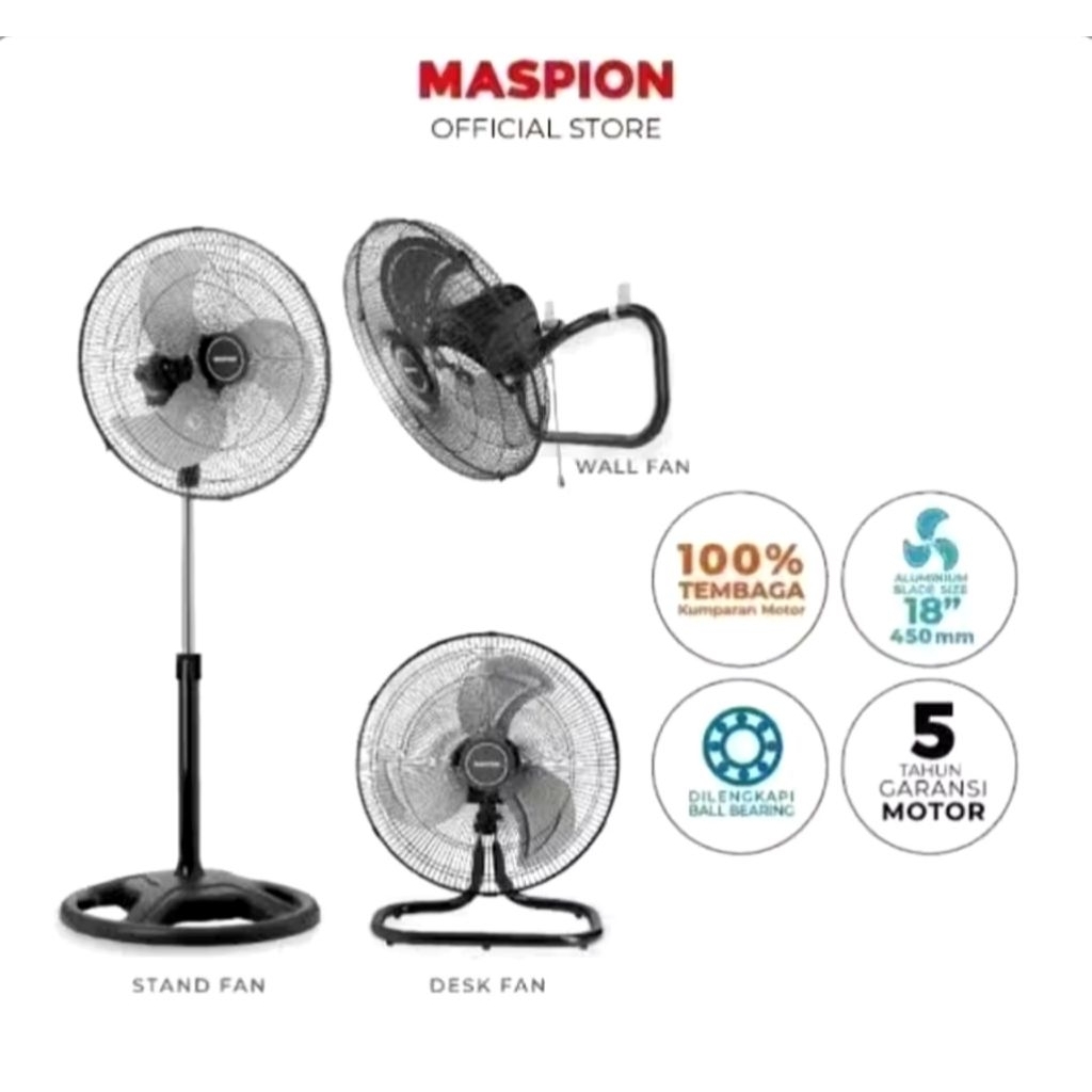 KIPAS ANGIN MASPION POWER FAN 18 INCH / KIPAS MASPION 3 IN 1 451 MASPION