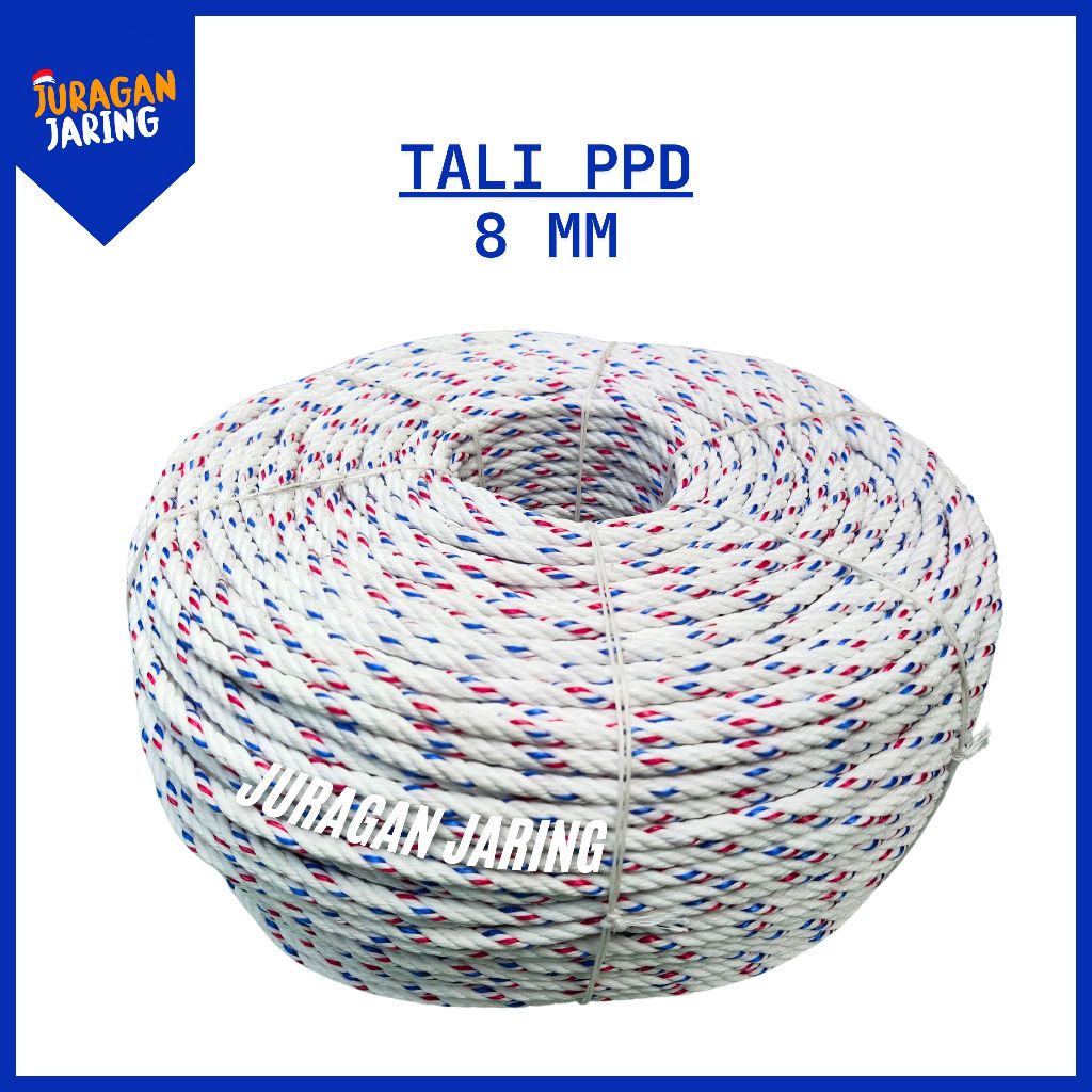 TALI TAMBANG PPD 8 MM PER ROLL UNTUK IKAT BARANG, IKAT MOBIL TRUK, IKAT QURBAN