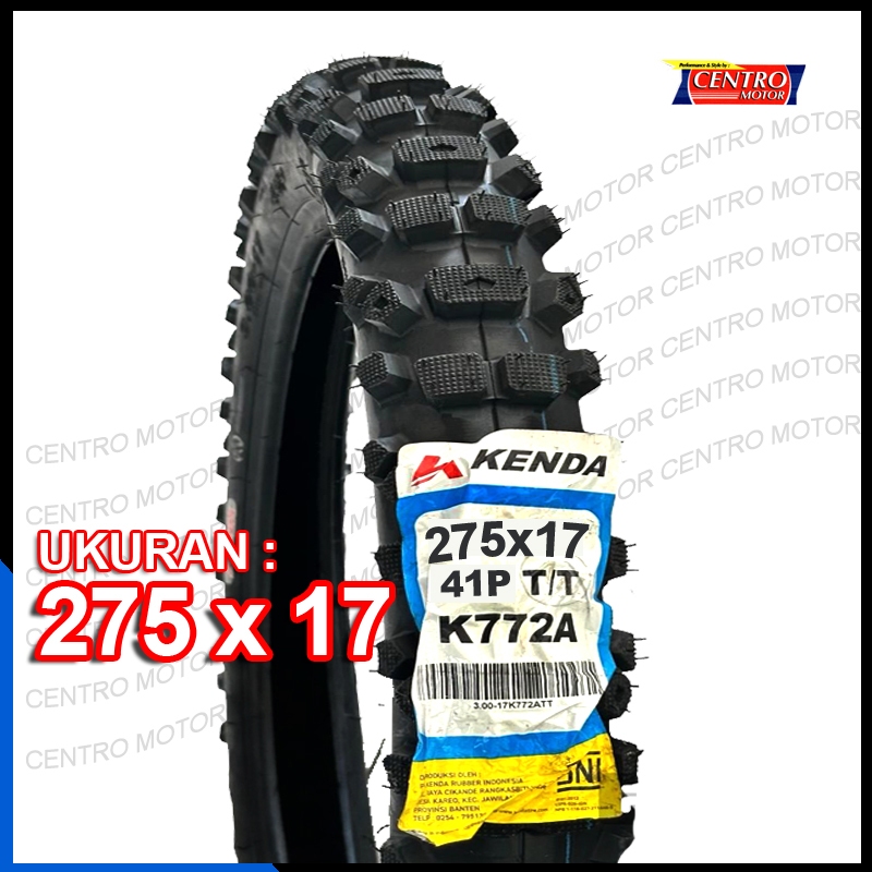 KENDA K772A 275X17 TUBE TYPE (butuh ban dalam). BAN CROSS UNTUK TRABAS COCOK UNTUK MOTOR BEBEK