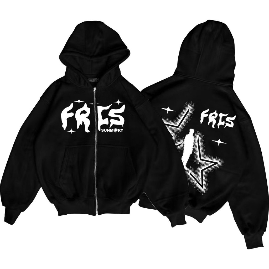 Hoodie Zipper Boxy Pria FRCS Star Original Doubel Zipper High Quality Distro Full Tag & Label