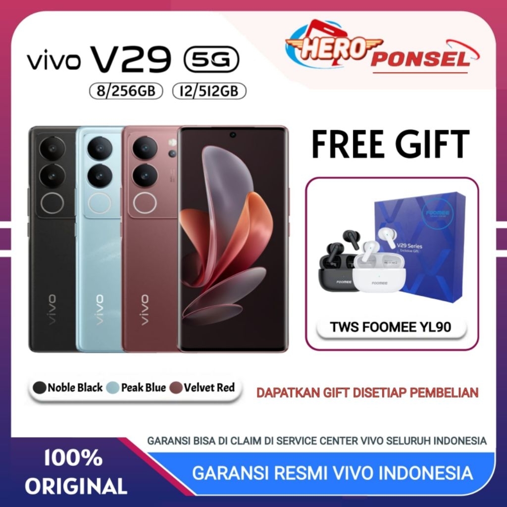 VIVO V29 5G RAM 8/256 GB | VIVO V 29 5G RAM 12/512 GB GARANSI RESMI VIVO INDONESIA