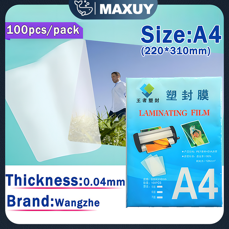 

100 PCS / Pack Ukuran A4 Film Laminating PET EVA Untuk Mesin Laminating