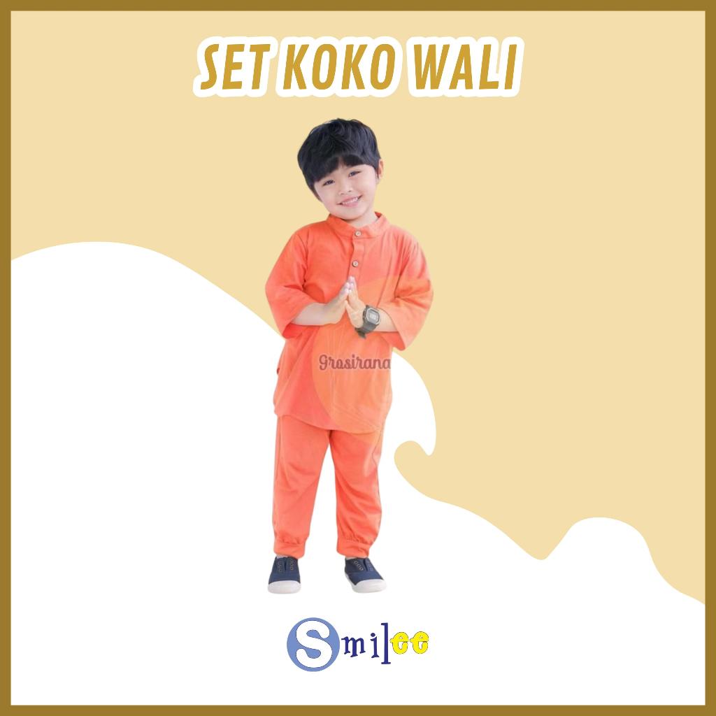 Setelan Koko Anak Kaos Wali Warna Merah Bata 1-5Tahun