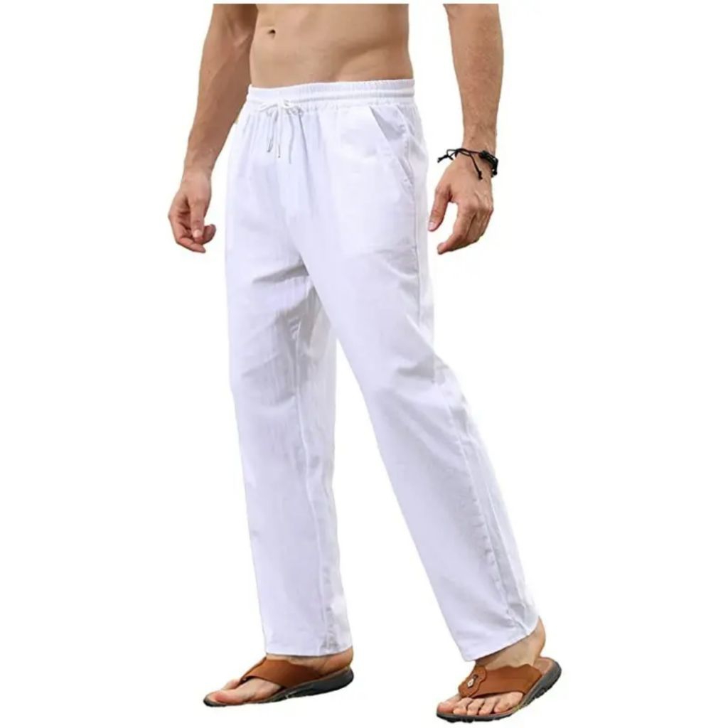 Celana slim katun linen celana panjang pria slimfit celana linen
