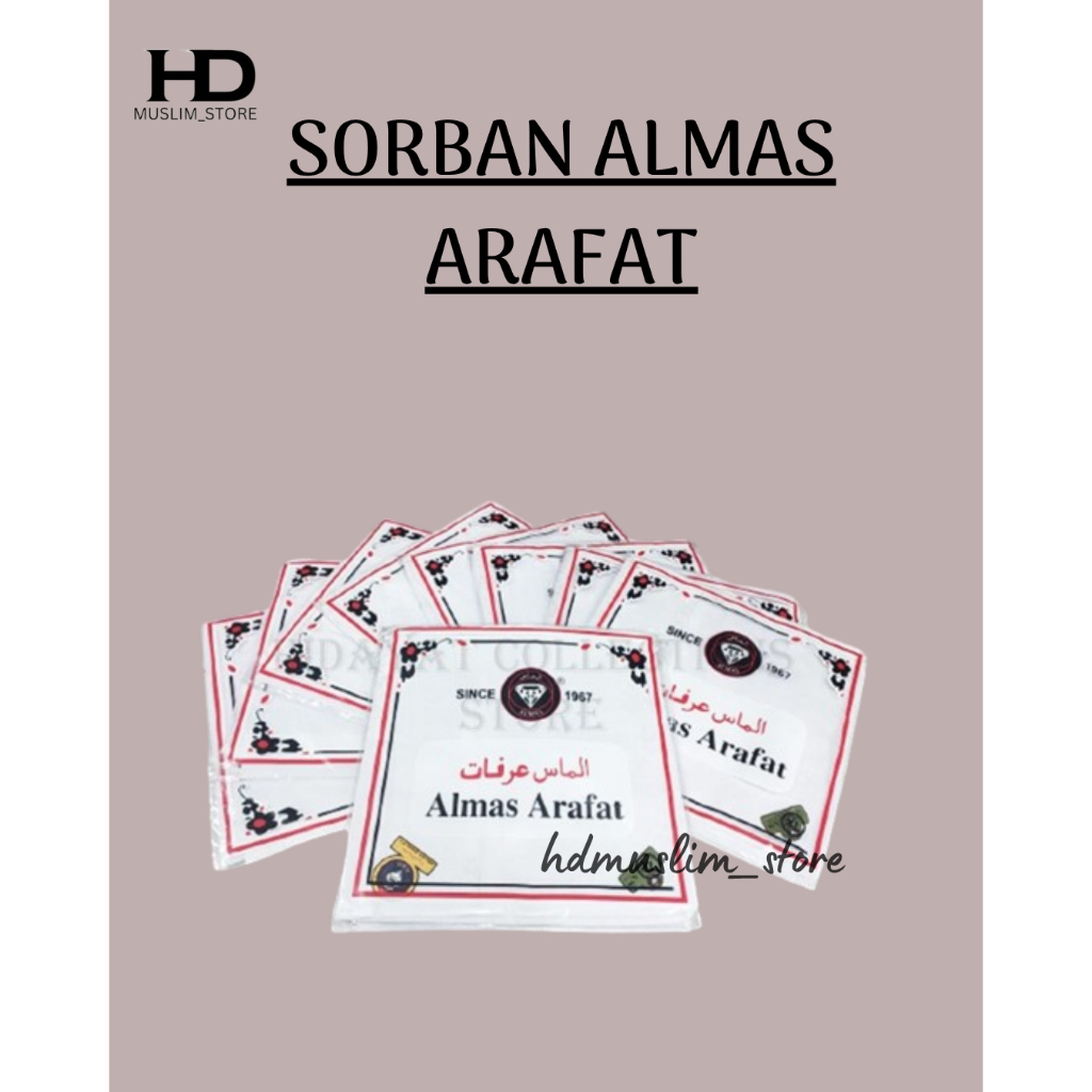 Sorban Almas Arafat Hitam Polos Persegi Surban Semagh Imamah Shawl / Sorban Haji / Sorban Imamah / S
