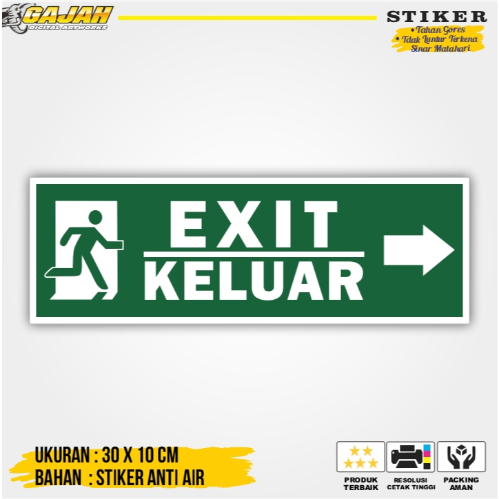 

SIGN / RAMBU STIKER JALUR EVAKUASI EXIT KANAN