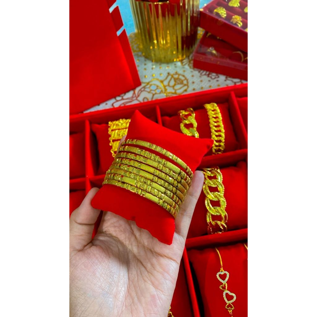 Gelang Keroncong Bambu Bangkok Lapis Emas 24K Dapat 4pcs