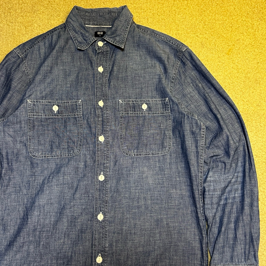 PRELOVED KEMEJA UNIQLO DENIM SELVEDGE DOUBLE POCKET