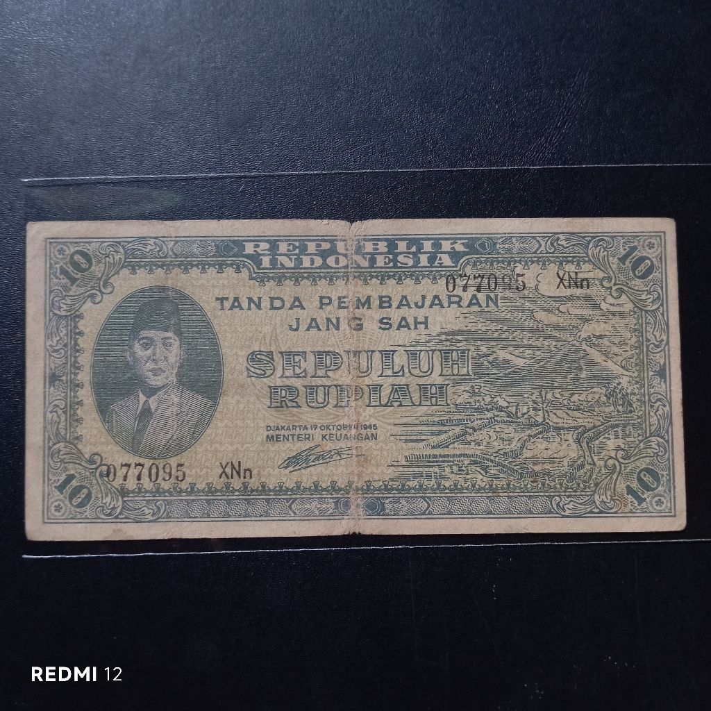 uang kertas 10 rupiah ori tahun 1945 bekas asli