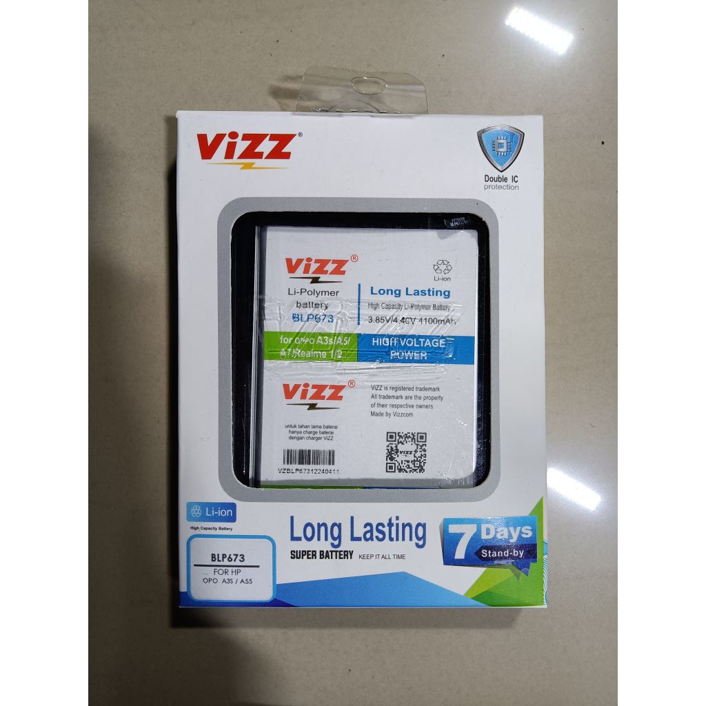 BATERAI DOUBEL POWER VIZZ OPPO A3S / A55 BLP673 ORI VIZZ