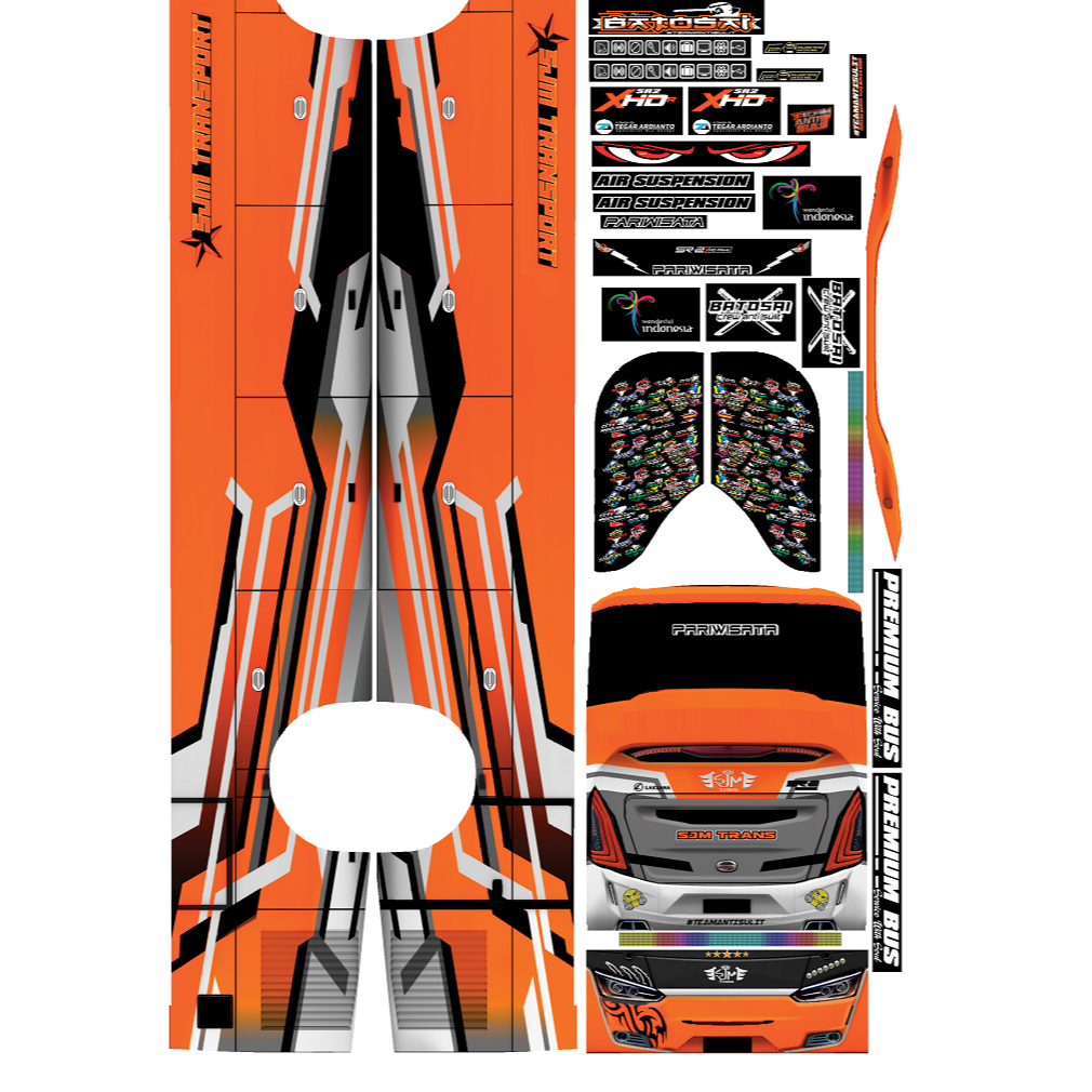 stiker miniatur bis + cutting A4 sjm transport batosai