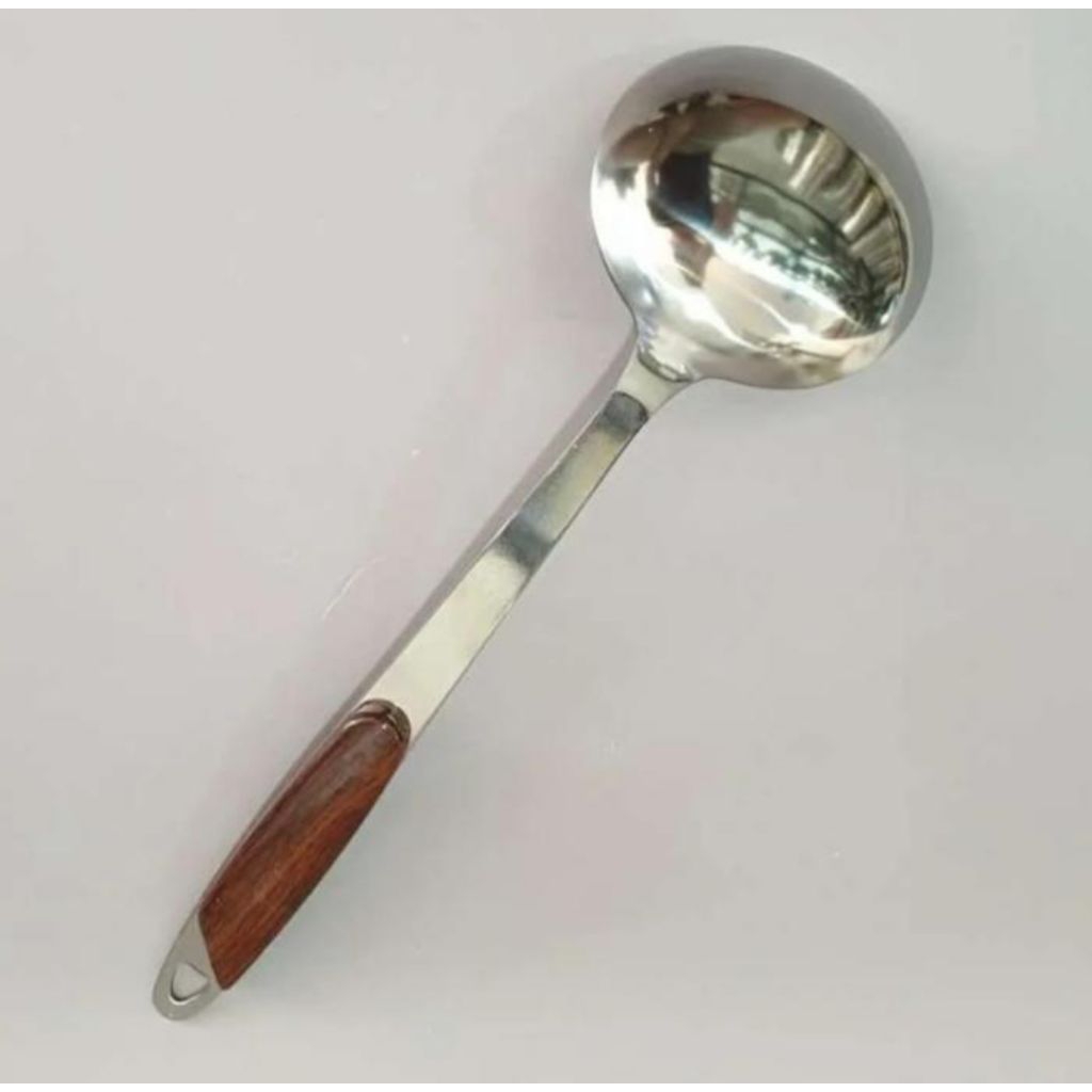 Irus stainless kecil 7 cm gagang coklat/ Sendok sayur kecil stainless/ Irus stainless gagang coklat