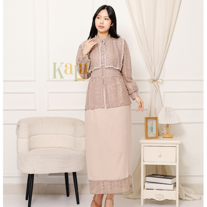 One Set Ans Blouse Baju Kondangan Wanita One Set Brukat Blouse Brukat Blouse Rok Span Aesthetic