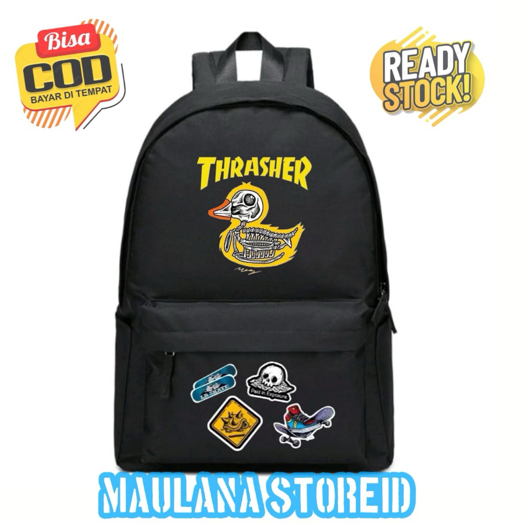 Tas ransel Sekolah Thrasher/Backpack laptop dewasa gambar thrasher Terbaru Gratis nama