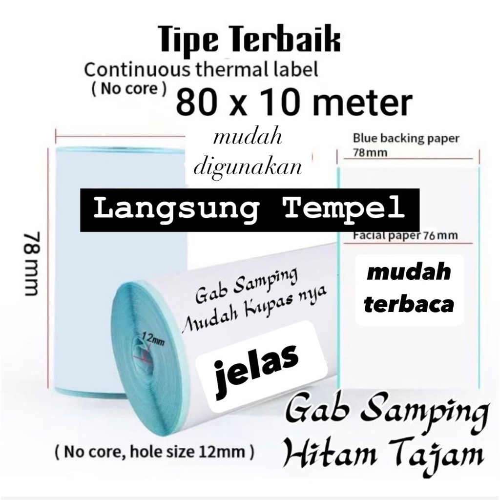 

Kertas Label Stiker 80mm 80x10 meter (Langsung Tempel) Printer 80mm Label Stiker 80mm Premium