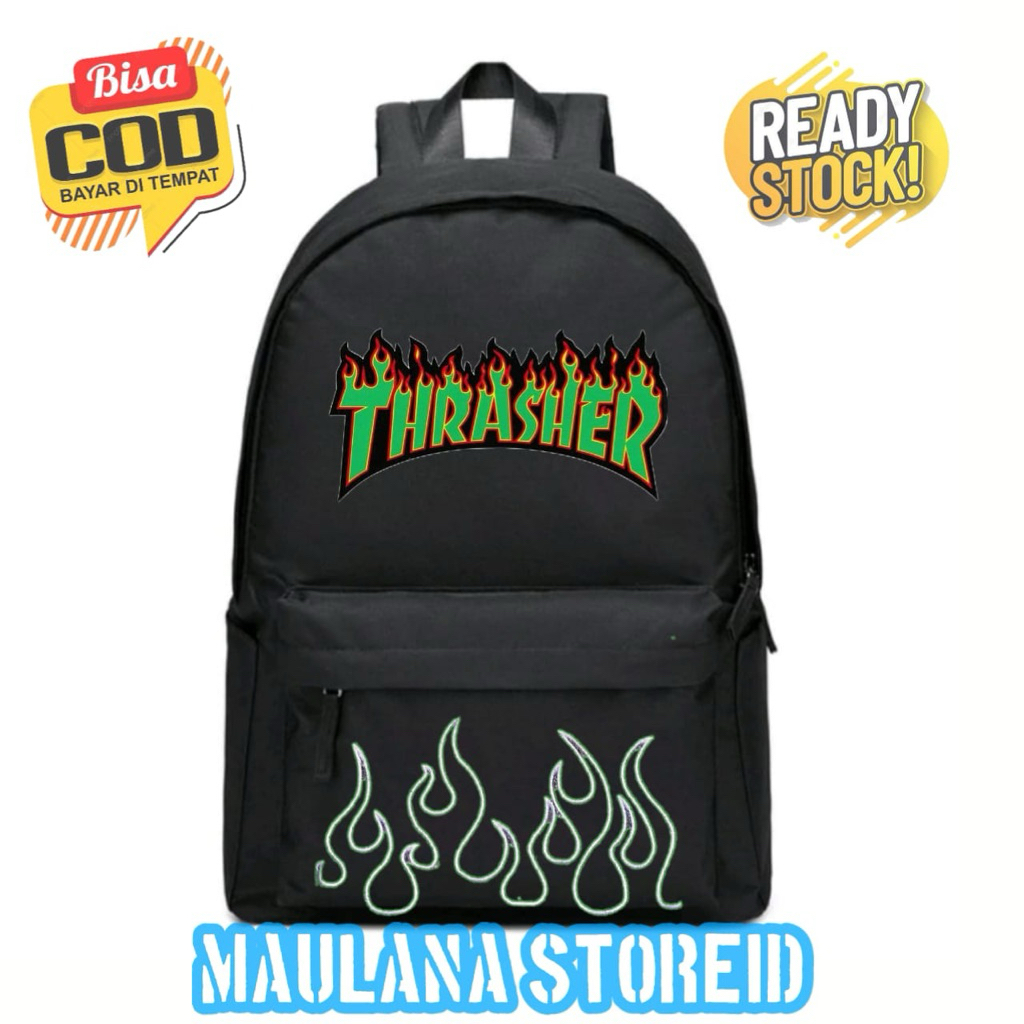Tas Ransel Sekolah Dewasa Thrasher api/backpack laptop Dewasa thrasher terbaru Kekinian gratis nama