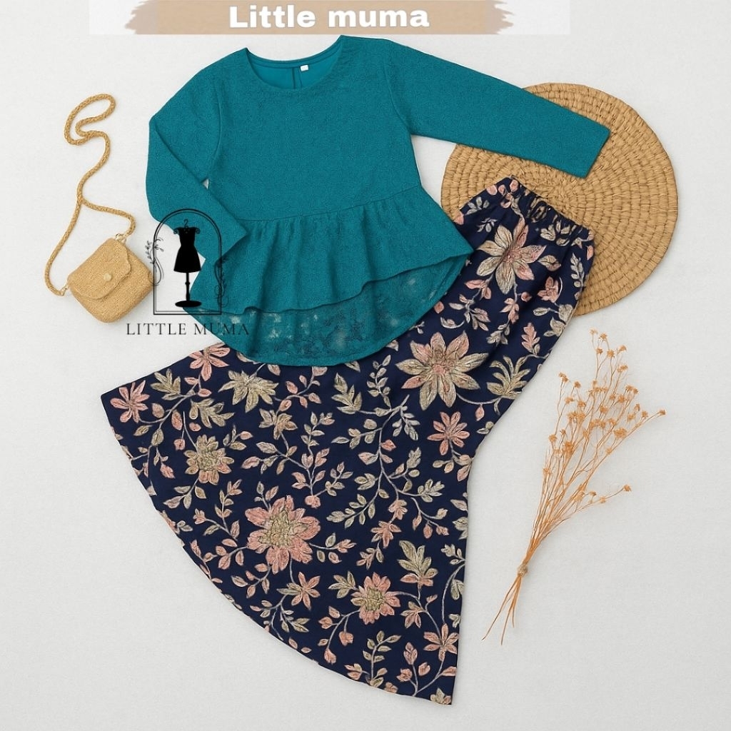 setelan brokat aurora tali pinggang anak umur 3tahun sampai umur 11 tahun