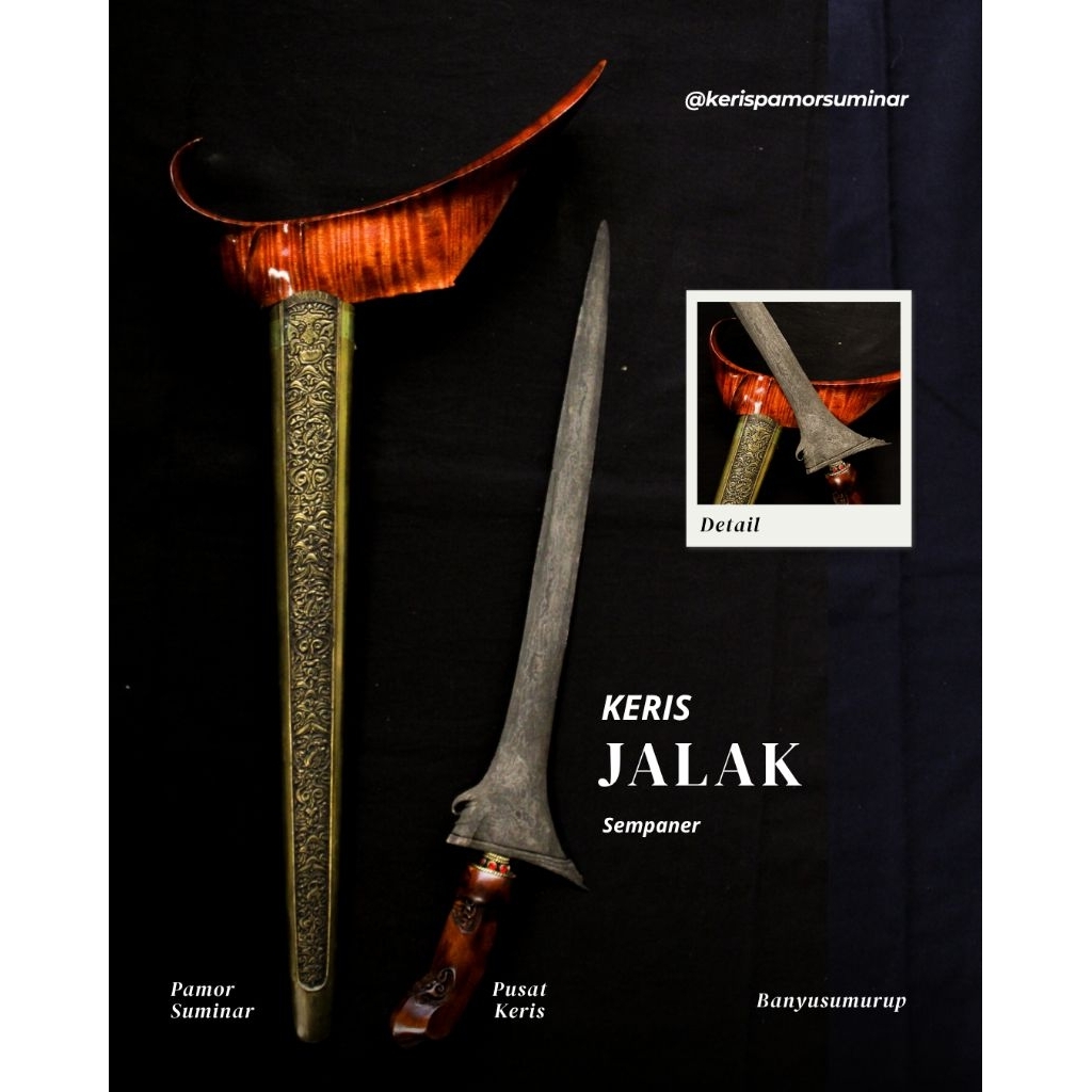 Keris Jalak Sempaner – Warangka Ukir Kuningan & Gagang Kayu Eksotis | Keris Budaya Banyusumurup