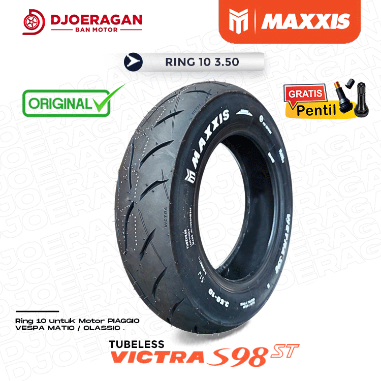 Ban Motor Vespa Matic Maxxis VICTRA Ring 10 Ukuran 3.50 Untuk Classic Tubeless