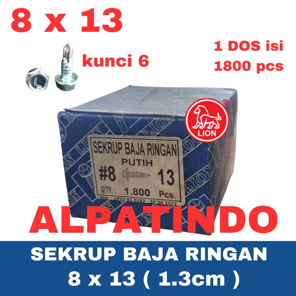 SEKRUP BAJA RINGAN 8x13 L / BAUT BAJA RINGAN 8x13 MOON LION