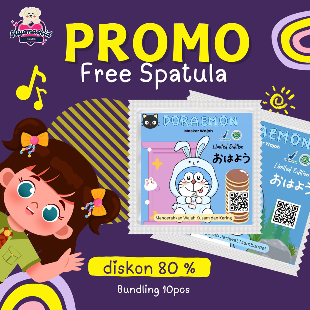 (10pcs) Masker Organik BPOM/Masker Wajah Terlaris/Masker Wajah Alami Doraemon Series