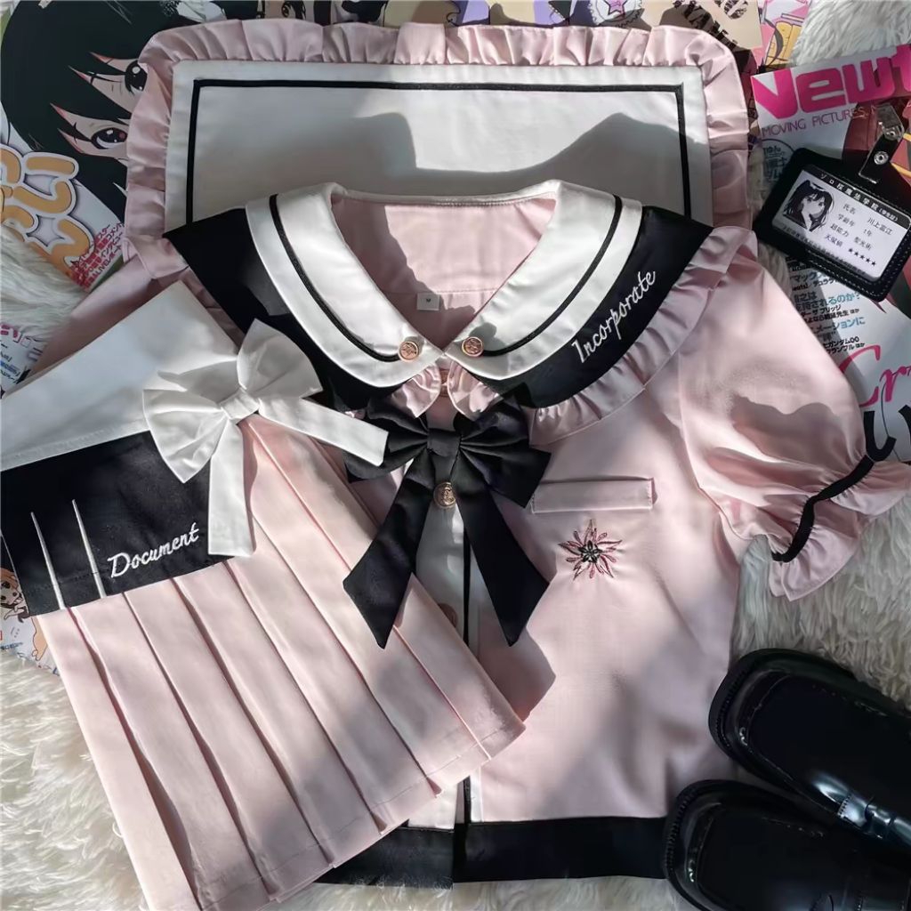 Pink documenter seifuku seragam sekolah perempuan jepang pink sailor