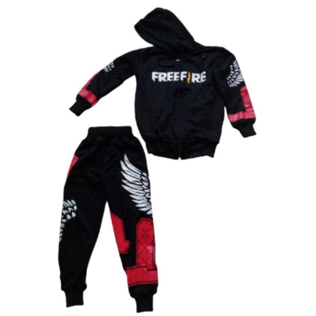 setelan jaket dan celana panjang anak free fire game ff angel calca