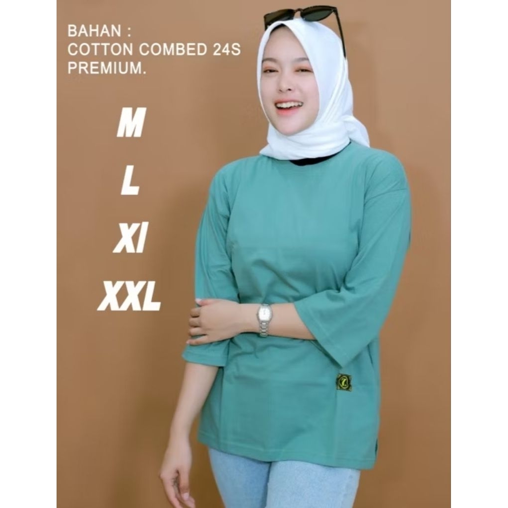 kaos tunik basic hijab kaos tunik wanita terbaru 2025 kaos tunik wanita lengan 7/8 kaos wanita slit 