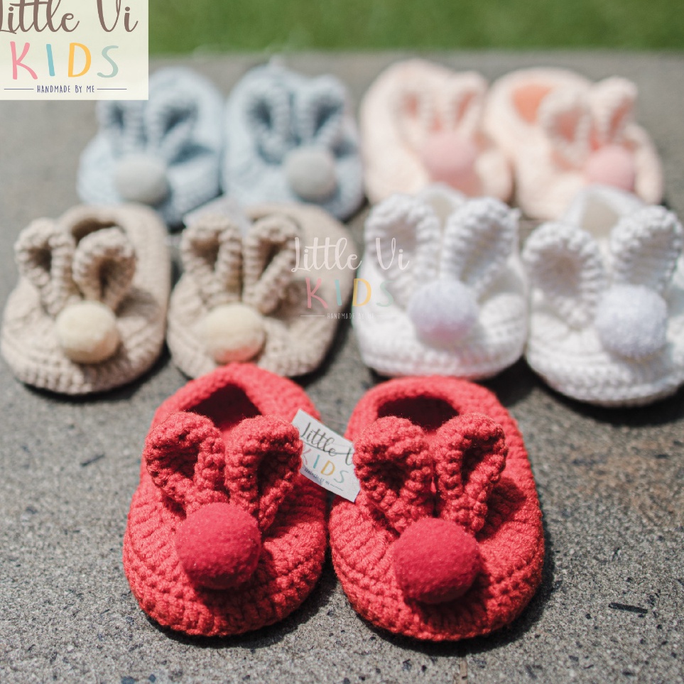 KODE K53Z CUTE BUNNY  crochet baby shoes  sepatu rajut bayi  sepatu anak