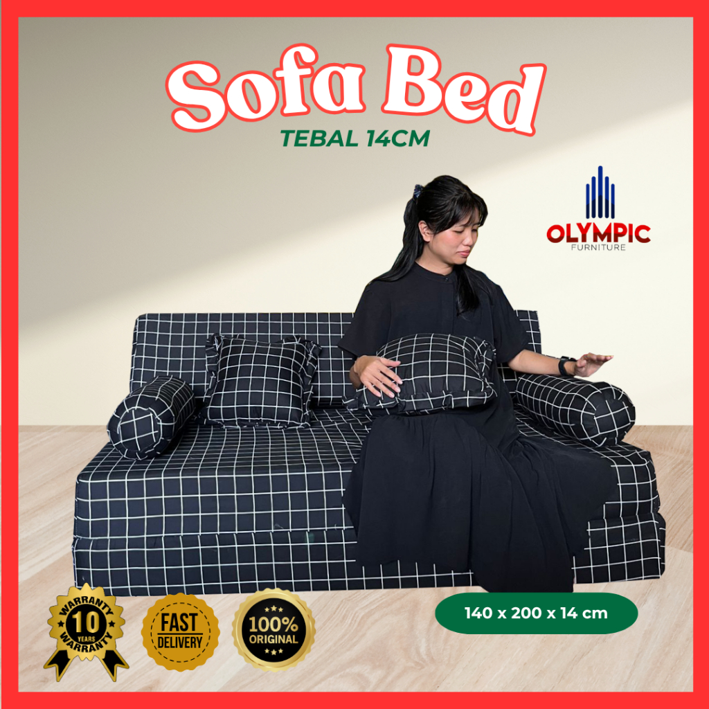 Sofabed Kasur Lipat Ukuran 140x200x14cm Murah Busa Garansi 10 Tahun Sofa Bed Minimalis