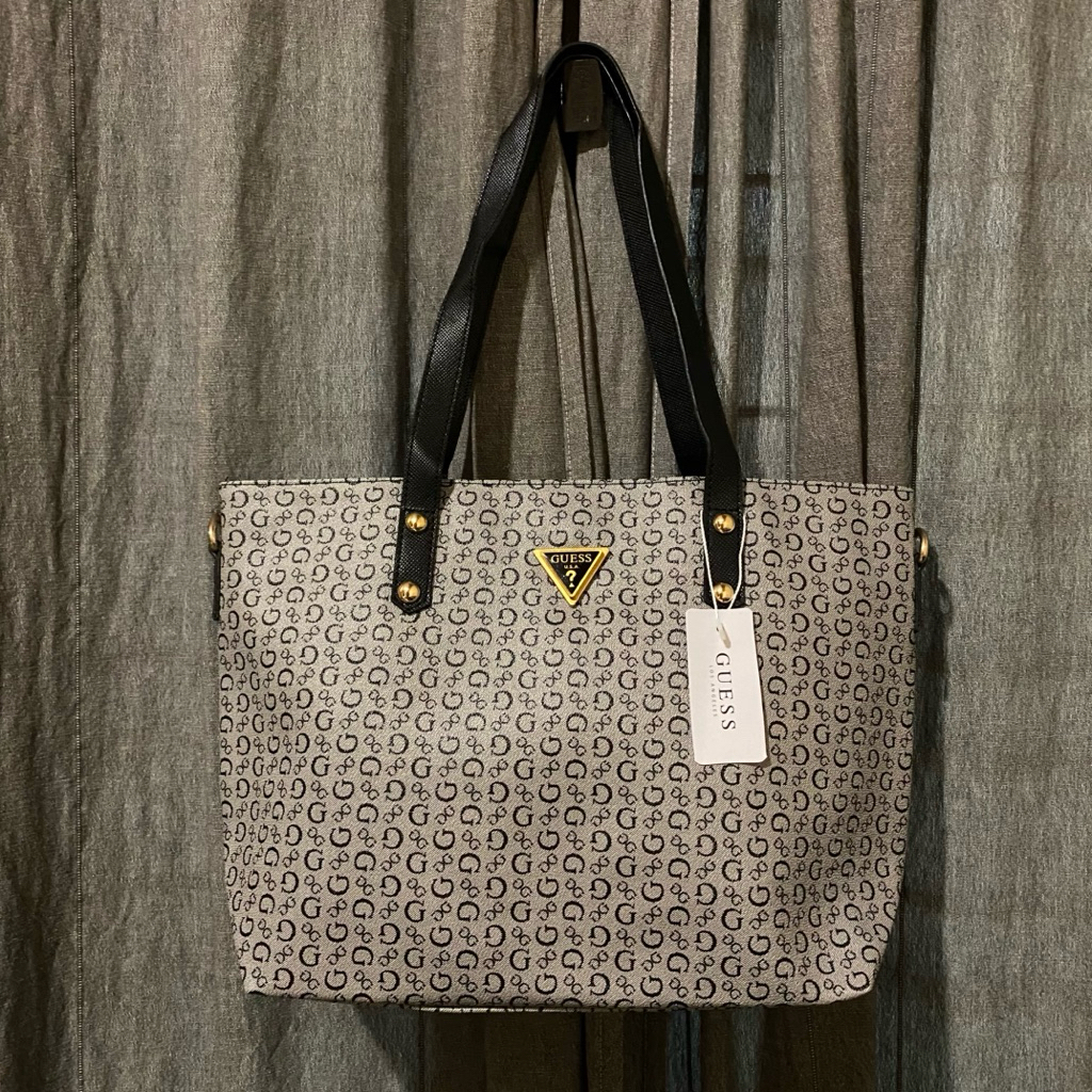 Tas GUESS Kulit Oscar Halus Hitam Abu Preloved