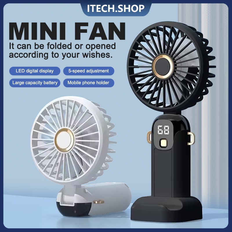 Kipas Lipat Mini Kipas Portabel Kipas Desktop Baterai Berkapasitas Besar Pengisian Daya USB